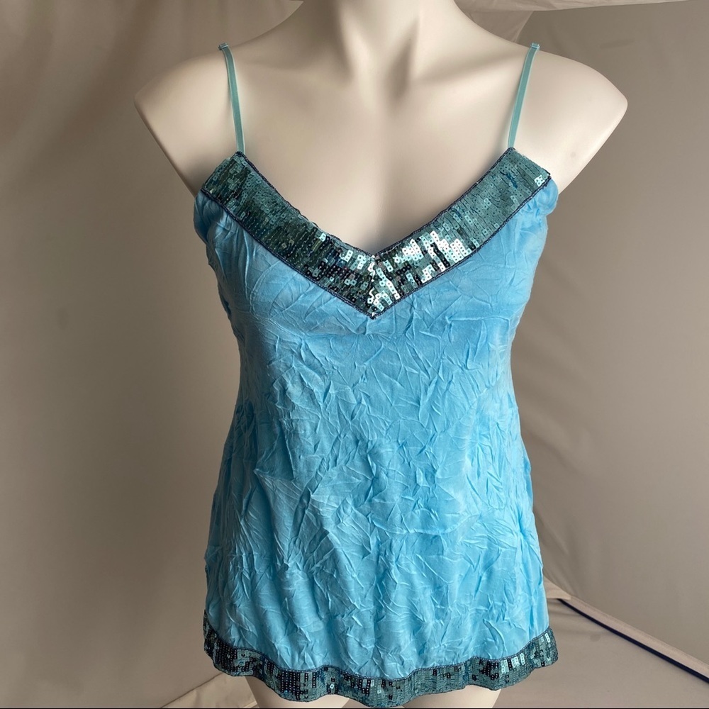 Arden B blue sequin camisole top with inner bralette